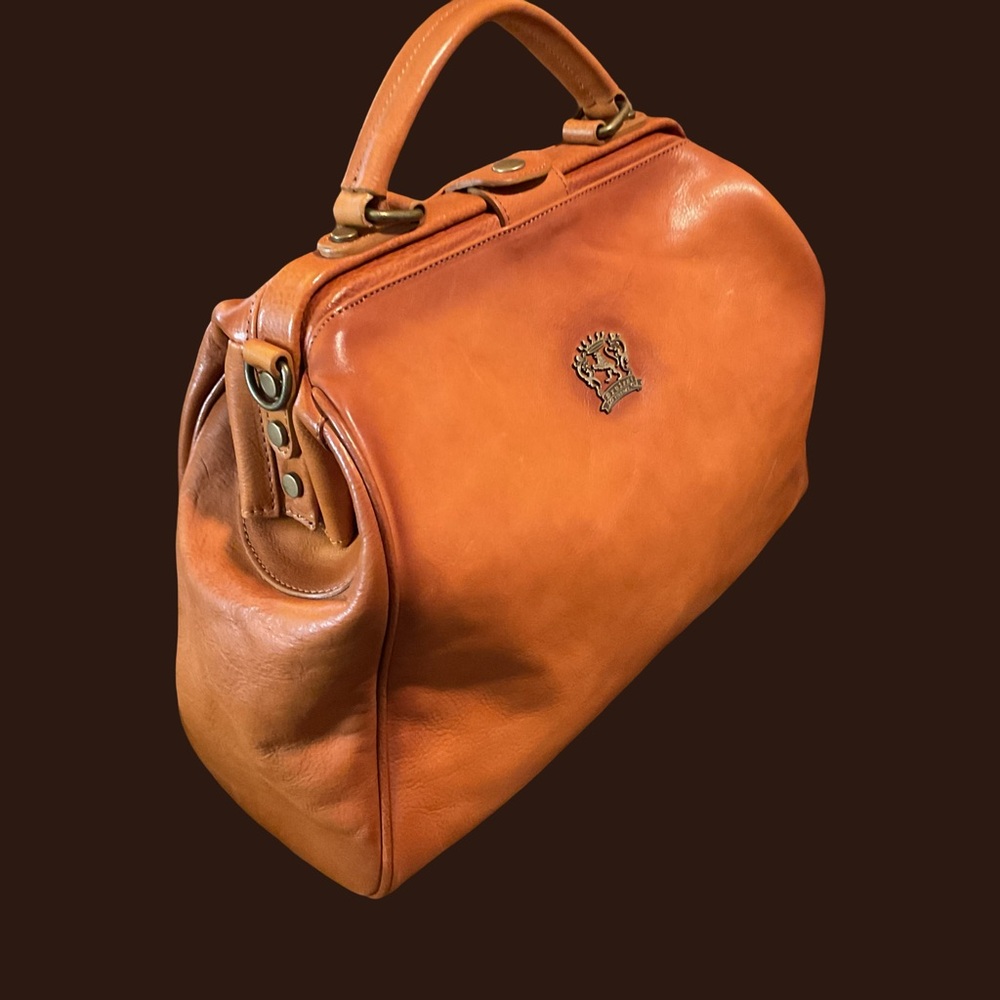 PRATESI LARGE LEATHER COGNAC OIL TANNED SATCHEL BAG NWT
